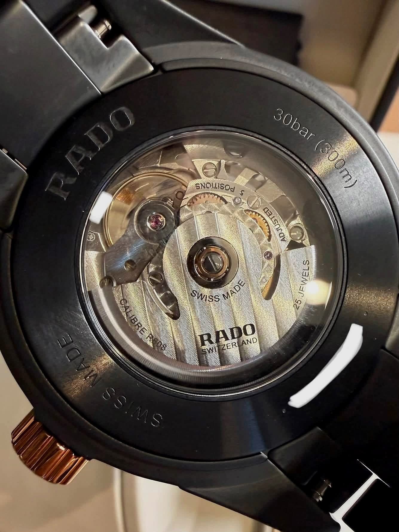 Exhibition caseback of the Rado Captain Cook High-Tech Ceramic Skeleton
